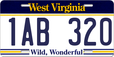 WV license plate 1AB320