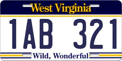 WV license plate 1AB321