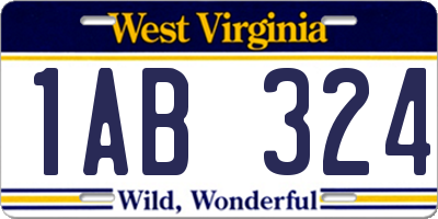 WV license plate 1AB324