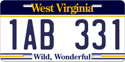 WV license plate 1AB331