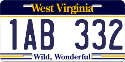 WV license plate 1AB332