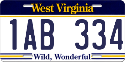 WV license plate 1AB334