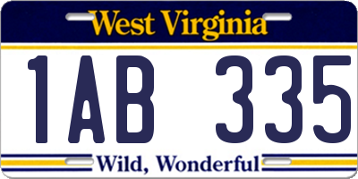 WV license plate 1AB335