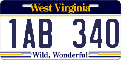 WV license plate 1AB340