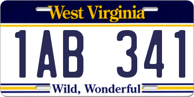 WV license plate 1AB341