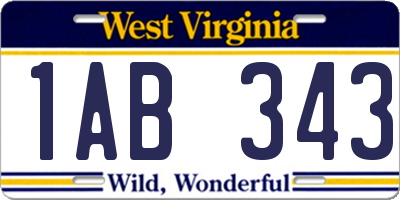WV license plate 1AB343