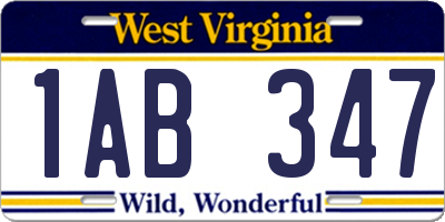 WV license plate 1AB347
