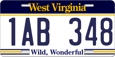 WV license plate 1AB348