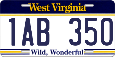 WV license plate 1AB350