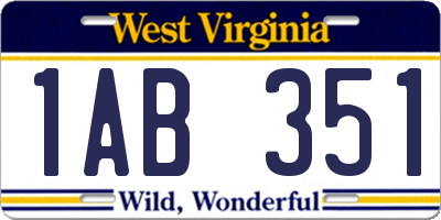 WV license plate 1AB351