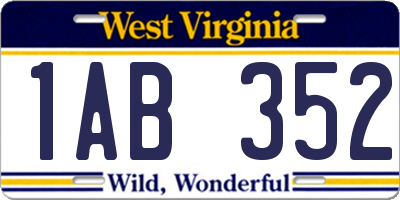 WV license plate 1AB352