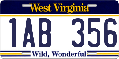 WV license plate 1AB356