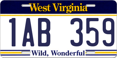 WV license plate 1AB359