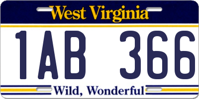 WV license plate 1AB366