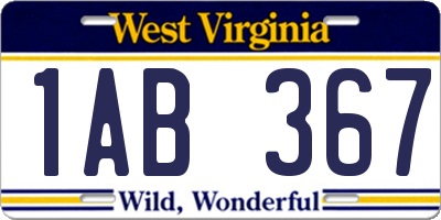 WV license plate 1AB367