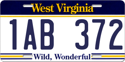 WV license plate 1AB372