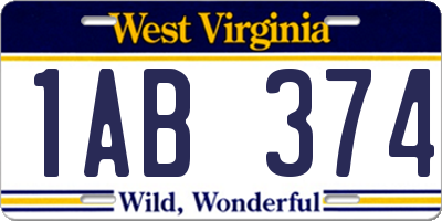 WV license plate 1AB374