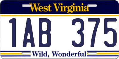 WV license plate 1AB375