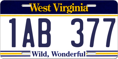 WV license plate 1AB377