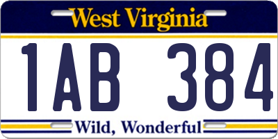 WV license plate 1AB384