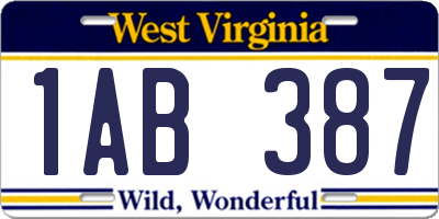 WV license plate 1AB387