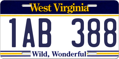 WV license plate 1AB388