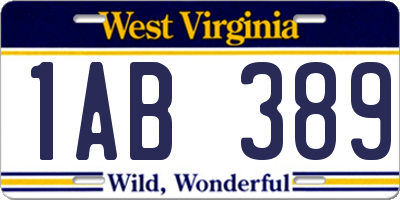 WV license plate 1AB389