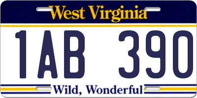 WV license plate 1AB390