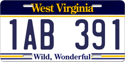 WV license plate 1AB391