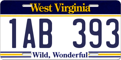 WV license plate 1AB393