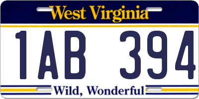 WV license plate 1AB394
