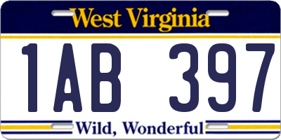 WV license plate 1AB397