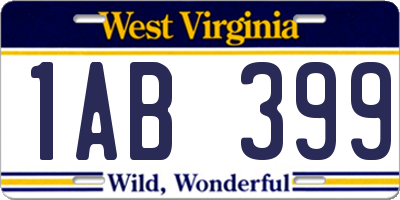 WV license plate 1AB399