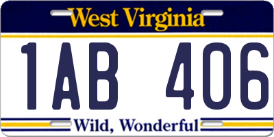 WV license plate 1AB406