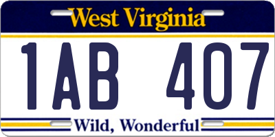 WV license plate 1AB407