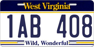 WV license plate 1AB408