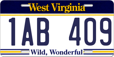 WV license plate 1AB409