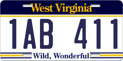 WV license plate 1AB411