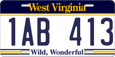 WV license plate 1AB413