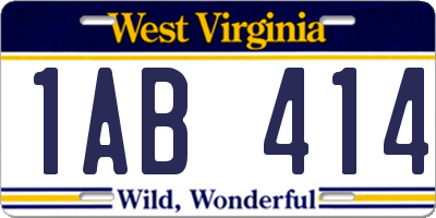 WV license plate 1AB414