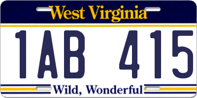 WV license plate 1AB415