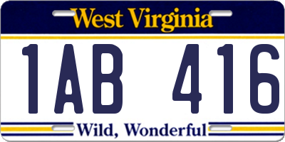 WV license plate 1AB416