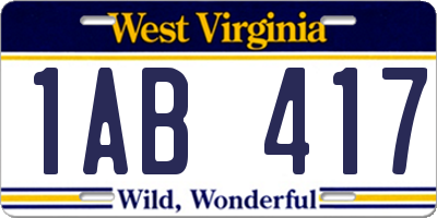 WV license plate 1AB417