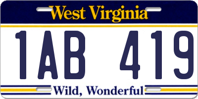 WV license plate 1AB419