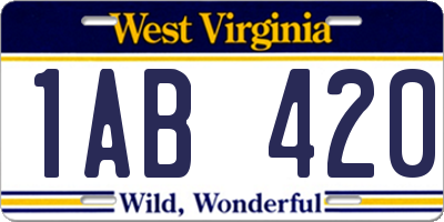 WV license plate 1AB420