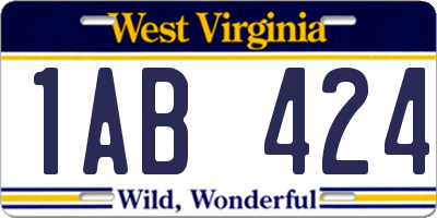 WV license plate 1AB424