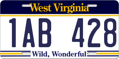 WV license plate 1AB428