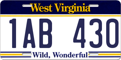 WV license plate 1AB430