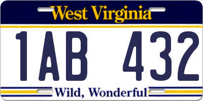 WV license plate 1AB432