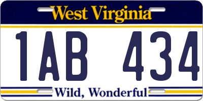 WV license plate 1AB434